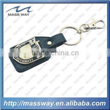 high grade car brand university 3D custom metal leather key chain