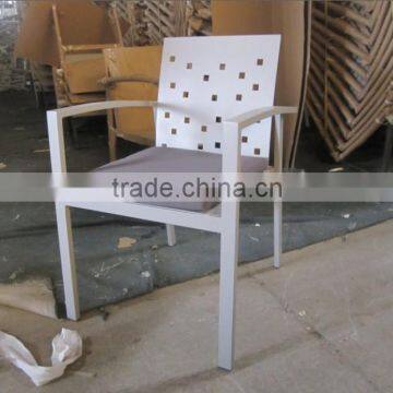 metal garden deco chair / stacking arm chair with cushion