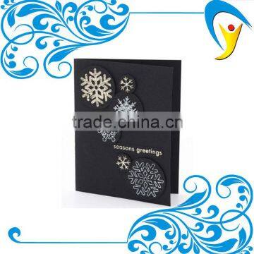 Wholesale custom CMYK printing black paper snowflake season greeting card for gift