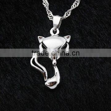 custom popular fashion lady silver fox pendant necklace