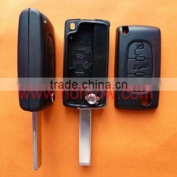 Peugeot 407 blade 3 button flip remote key shell without battery place No logo, Peugeot key blank, Peugeot keys