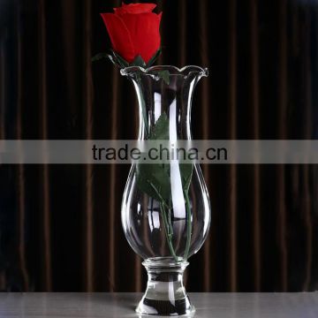 2015 China beautiful clear colored crystal glass flower vase