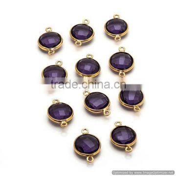 The Gopali Jewellers Wholesale Faceted Amethyst Hydro Gemstone connector with double loops