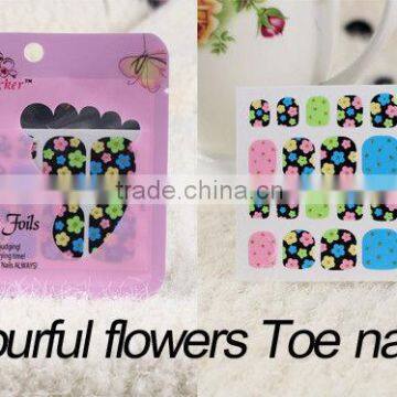 5 colourful flowers Toe nail stickernail art