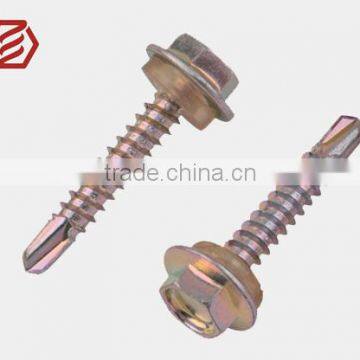 2015 Hot Sales 6.8 Grade Carbon Steel Zine Plated Hex Head Drilling Screws