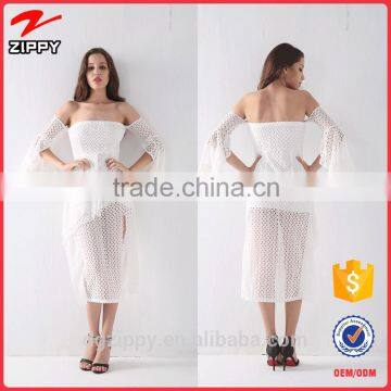 Latest Design Fashion Sexy Spring Off Shoulder White Apparel Dresses