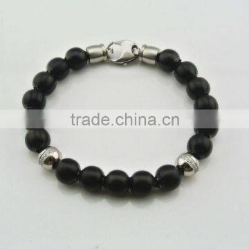 stylish black stainless steel rosary bracelet