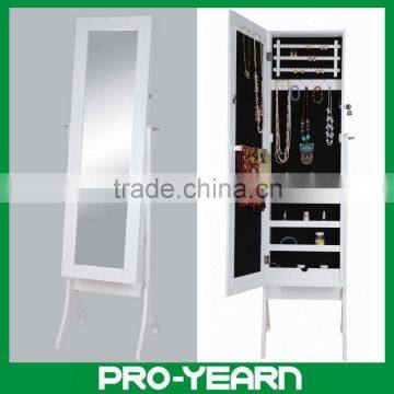 Floor Standing Wooden Furniture Chinese Mirrored Jewelry Cabinet with Humanized Design