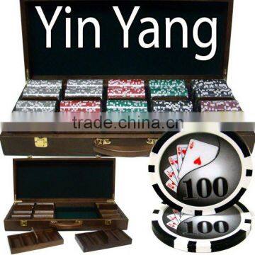 Yin Yang Poker Chip Set with Walnut Case - 500 Piece