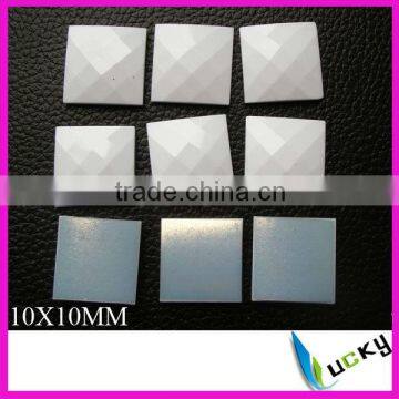 square 10x10mm hot fix epoxy faceted epoxy opaque white color