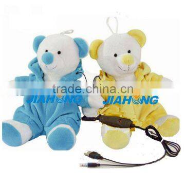 portable mini plush bear speaker with amplifier cable