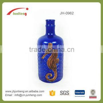 home & garden blue wine bottle ocean wholesale ceramic garden split pot planter