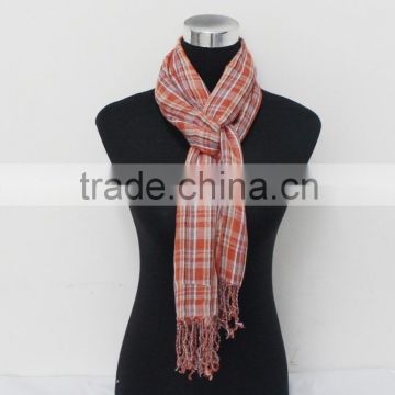 Viscose striped thin summer long tassel scarf high quality