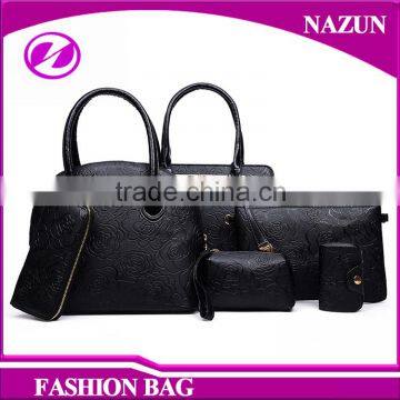 Tmall Hot Selling Fashion 6 in 1 High Quality Rose Leather Bags Waterproof Set Handbags for Lady photo-5