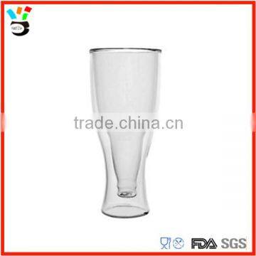 creative upside down bottom up double wall beer drinking glass