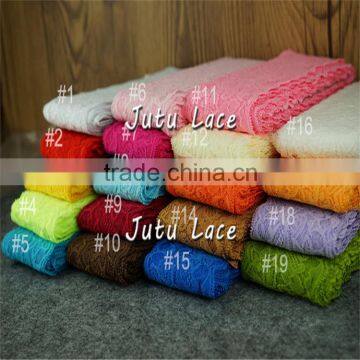 8cm lace elastic fabric/ stretch lace elastic for headbands/ shoe laces flower print/ custon lace clothing