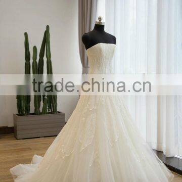 AR-58 Simple Generous Sleeveless Bride Dress Sweetheart A-Line Tulle Wedding Dress Organza 2016