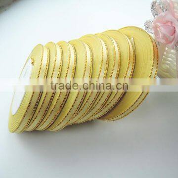 Wholesale Golden Yarn Edged Ribbon Trim For Cake Box Packing