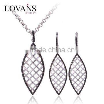 2015 Indian Black Spinel Silver Jewelry Set E007