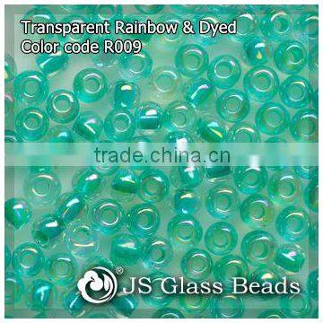 High Quality Fashion JS Glass Seed Beads - R009# Rainbow Dyed Blue Green Transparent Rocailles Beads For Garment & Jewelry