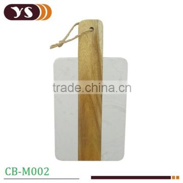 White marble cheese board with handle