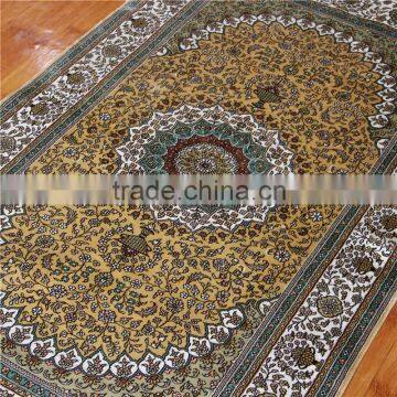 3x5ft Tree of Life Silk Rug Yellow Color Nain Rug Small Size