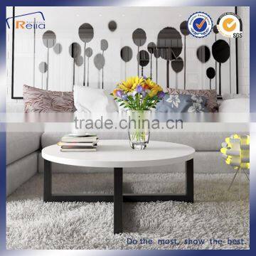 ROUND ELEGANT WHITE NEW DESIGN FIBER MDF COFFEE TABLE UNIQUE TEA TABLE photo-2