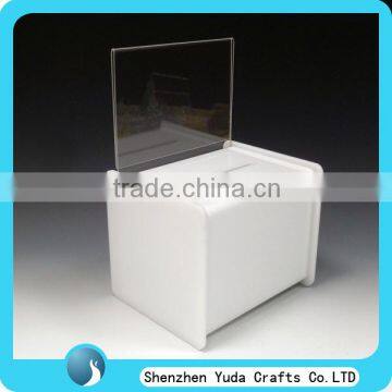 durable tabletop clear white acrylic voting box acrylic suggestion box acrylic donation box non-transparent