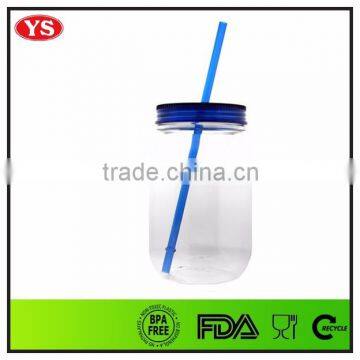 AS Plastic Type 25 oz Single Wall Plastic Mason Jar Cup With Straw and Lid photo-6