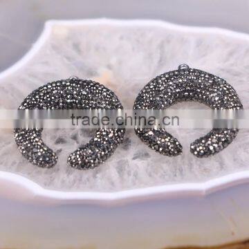 Fashion Pave Crystal Zircon Double Horn Druzy Stone Pendant, Simple Design Pendant Jewelry For Women photo-2