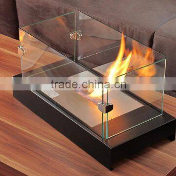 inovation 2015 aquare ethanol black metal/glass table fireplace