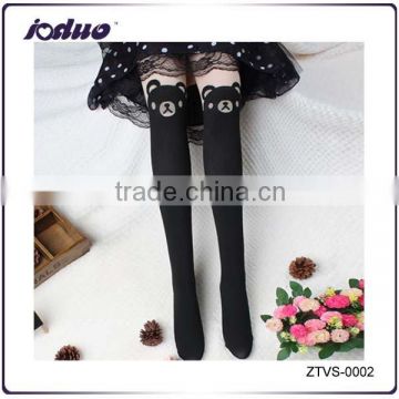 2015 Hot Selling Knee High Stocking Tattoo Bear Pantyhose Girl's black stocking mania