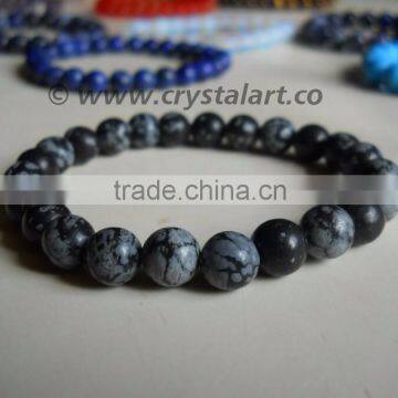 SNOW FLAKE OBSIDIAN PLANE BEADS BRACELETS