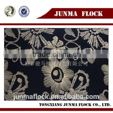 New Design Flower Pattern Sofa Fabric Flocked Chinese Black Polyester Fabric