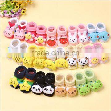 Cute cartoon baby sock shoes cotton antislip sole soft baby indoor socks baby shoes crochet baby girls shoes