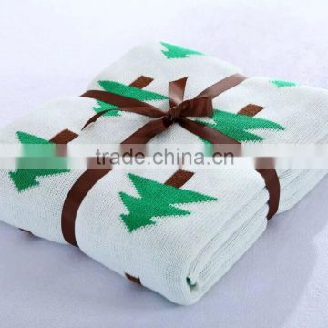 Pine Tree Printed Super Soft 100% Cotton Knitted Blanket / Throw Blanket for Kids / Baby