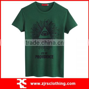 Mens Green Cotton T-shirt Custom Water-based Pigment Printed T-Shirt