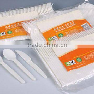 biodegradable knife & fork & spoon/corn starch based biodegradable bag