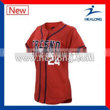 Customized Logo Plain Red Women Softball Uniform