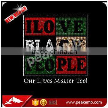 I love Black People wholesale rhinestones Transfer design