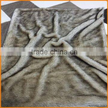 Faux Fur Throw Blanket - Rugs Two Tone Spiked Beige on Brown photo-5