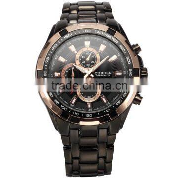 CURREN Rose Gold Black Men's Stainless Steel Analog Sport Quartz Wrist Watch
