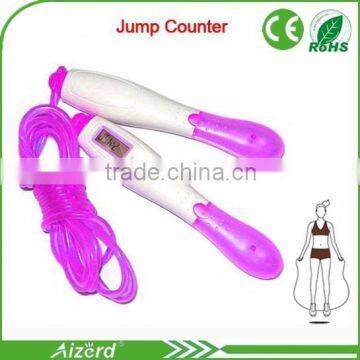 cheap wood or leather jump rope with pedometer