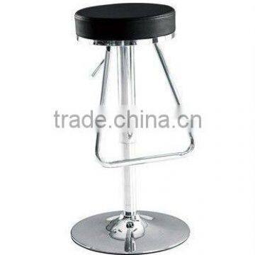 Black pu leather and steel bar stool with footrest