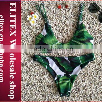 Wholesale Leaf Bohemia Seamless Sexy Fashion Braid Ladies Swimsuit 2017