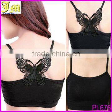 New Black White Sexy Butterfly Lace Bandeau Tube Bra Top Sport Bra One Size