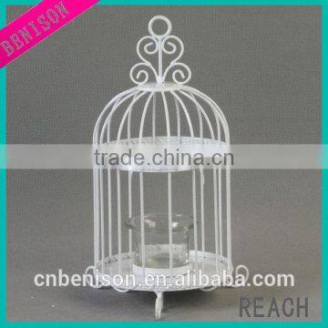 matt white high quality decorative hanging metal birdcage candle holder