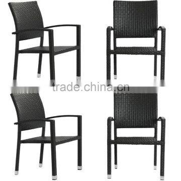 Four Bella Outdoor Stackable Dining Wicker Chairs in Espresso photo-2