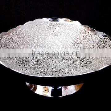 Promotional gift, corporate gift, New Year gift beautiful silver plated brass bowl