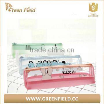 Best sale cheap transparent cartoon print pencil case made in china